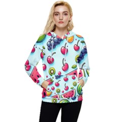 Fruits Sweet Pattern Women s Lightweight Drawstring Hoodie by Ravend