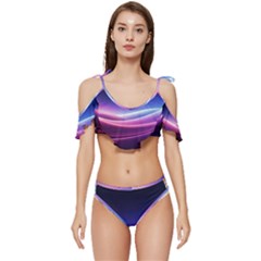 Cosmic Galaxy Quantum Art Nature Ruffle Edge Tie Up Bikini Set	 by Ravend