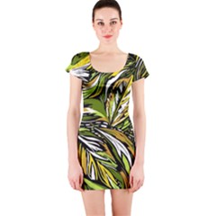 Foliage Pattern Texture Background Short Sleeve Bodycon Dress by Ravend