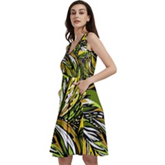 Foliage Pattern Texture Background Sleeveless V-neck Skater Dress With Pockets by Ravend