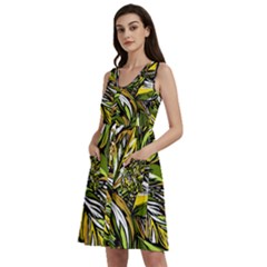 Foliage Pattern Texture Background Sleeveless Dress With Pocket by Ravend