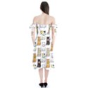 Cat Kitten Seamless Pattern Shoulder Tie Bardot Midi Dress View2