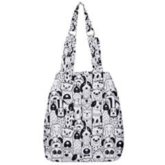 Seamless Pattern With Black White Doodle Dogs Center Zip Backpack by Grandong