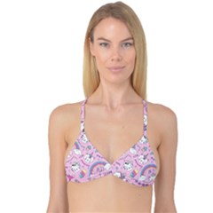 Beautiful Cute Animals Pattern Pink Reversible Tri Bikini Top by Grandong