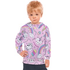 Beautiful Cute Animals Pattern Pink Kids  Hooded Pullover by Grandong