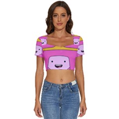 Adventure Time Princess Bubblegum Short Sleeve Square Neckline Crop Top  by Sarkoni