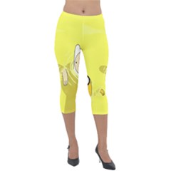 Adventure Time Jake The Dog Finn The Human Artwork Yellow Lightweight Velour Capri Leggings  by Sarkoni