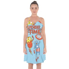 Adventure Time Avengers Age Of Ultron Ruffle Detail Chiffon Dress by Sarkoni