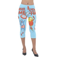 Adventure Time Avengers Age Of Ultron Lightweight Velour Capri Leggings  by Sarkoni