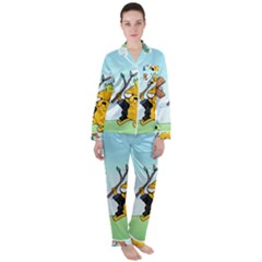 Adventure Time Finn And Jake Cartoon Network Parody Women s Long Sleeve Satin Pajamas Set	 by Sarkoni