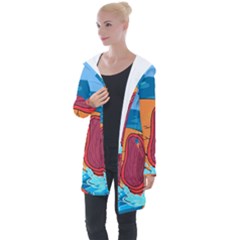 Adventure Time Fish Landscape Longline Hooded Cardigan by Sarkoni