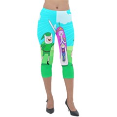 Adventure Time The Legend Of Zelda Parody Lightweight Velour Capri Leggings  by Sarkoni