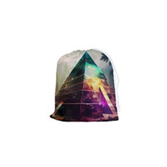 Tropical Forest Jungle Ar Colorful Midjourney Spectrum Trippy Psychedelic Nature Trees Pyramid Drawstring Pouch (xs) by Sarkoni