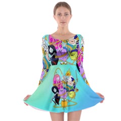 Adventure Time Cartoon Long Sleeve Skater Dress by Sarkoni