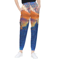 Digital Art Fantasy Impressionism Painting Ship Boat Psychedelic Peacock Mushroom Flamingos Hipwreck Women s Tapered Pants by Sarkoni
