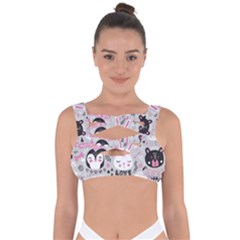 Big Set With Cute Cartoon Animals Bear Panda Bunny Penguin Cat Fox Bandaged Up Bikini Top by Bedest