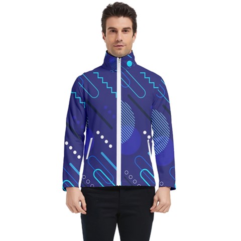 Classic Blue Background Abstract Style Men s Bomber Jacket by Bedest