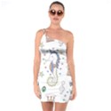 Seamless Pattern Cute Unicorn Cartoon Hand Drawn One Shoulder Ring Trim Bodycon Dress View1