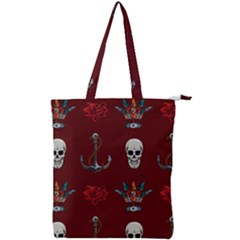 Tattoo Old School Background Pattern Double Zip Up Tote Bag by Bedest