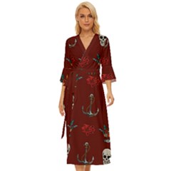 Tattoo Old School Background Pattern Midsummer Wrap Dress by Bedest