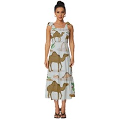 Camels Cactus Desert Pattern Tie-strap Tiered Midi Chiffon Dress by Hannah976