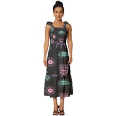 Vintage Seamless Pattern With Tribal Art African Style Drawing Tie-strap Tiered Midi Chiffon Dress by Hannah976