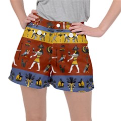 Ancient Egyptian Religion Seamless Pattern Women s Ripstop Shorts by Hannah976