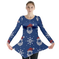 Santa Clauses Wallpaper Long Sleeve Tunic  by artworkshop