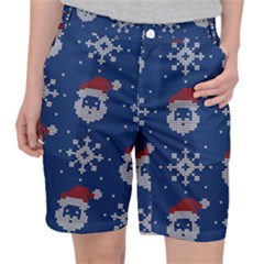 Santa Clauses Wallpaper Women s Pocket Shorts by artworkshop