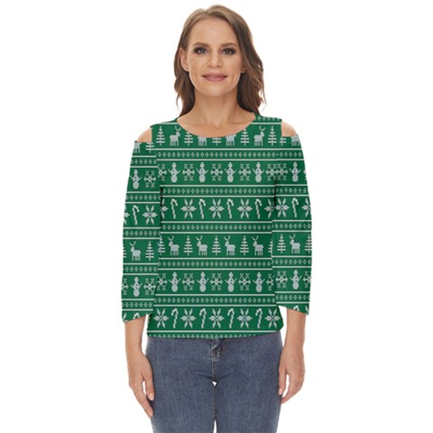 Wallpaper Ugly Sweater Backgrounds Christmas Cut Out Wide Sleeve Top by artworkshop