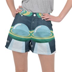 Illustration Ufo Alien  Unidentified Flying Object Women s Ripstop Shorts by Sarkoni