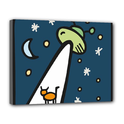 Ufo Alien Unidentified Flying Object Canvas 14  X 11  (stretched) by Sarkoni