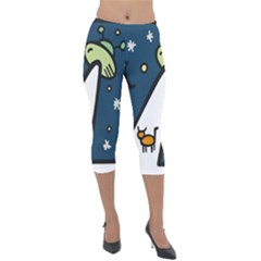 Ufo Alien Unidentified Flying Object Lightweight Velour Capri Leggings  by Sarkoni