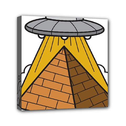 Unidentified Flying Object Ufo Under The Pyramid Mini Canvas 6  X 6  (stretched) by Sarkoni