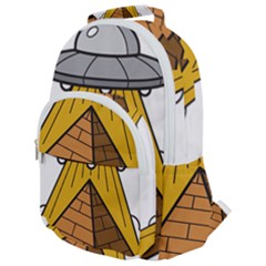 Unidentified Flying Object Ufo Under The Pyramid Rounded Multi Pocket Backpack by Sarkoni