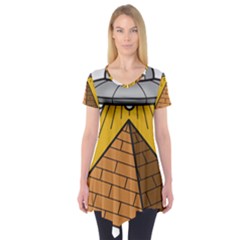 Unidentified Flying Object Ufo Under The Pyramid Short Sleeve Tunic  by Sarkoni