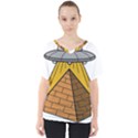 Unidentified Flying Object Ufo Under The Pyramid V-Neck Dolman Drape Top View1