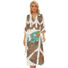 Psychedelic Art Painting Peace Drawing Landscape Art Peaceful Midsummer Wrap Dress by Sarkoni