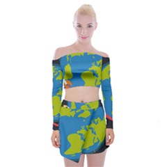 Spaceship Design Off Shoulder Top With Mini Skirt Set by Bedest