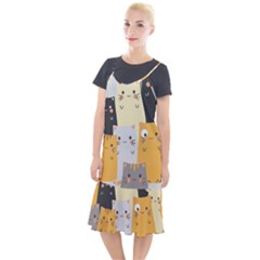 Seamless Pattern Cute Cat Cartoons Camis Fishtail Dress by Bedest