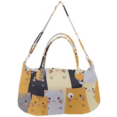 Seamless Pattern Cute Cat Cartoons Removable Strap Handbag by Bedest