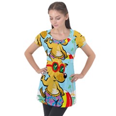 Beach Chihuahua Dog Pet Animal Puff Sleeve Tunic Top by Sarkoni