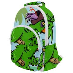 Parrot Hat Cartoon Captain Rounded Multi Pocket Backpack by Sarkoni