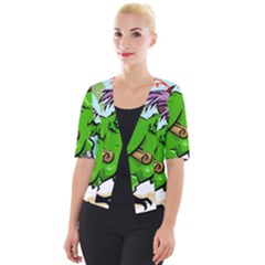 Parrot Hat Cartoon Captain Cropped Button Cardigan by Sarkoni