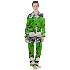 Parrot Hat Cartoon Captain Women s Long Sleeve Satin Pajamas Set	 by Sarkoni