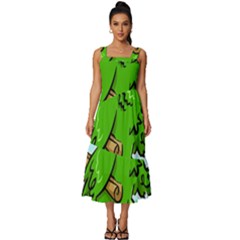 Parrot Hat Cartoon Captain Square Neckline Tiered Midi Dress by Sarkoni