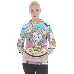 Boy Astronaut Cotton Candy Women s Hooded Pullover by Bedest