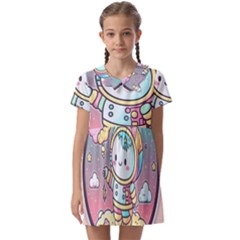 Boy Astronaut Cotton Candy Kids  Asymmetric Collar Dress by Bedest