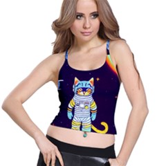 Cat Astronaut Space Retro Universe Spaghetti Strap Bra Top by Bedest