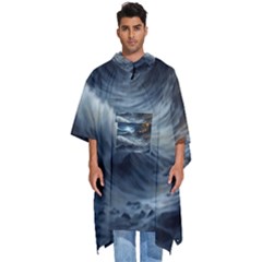 House Waves Storm Men s Hooded Rain Ponchos by Bedest